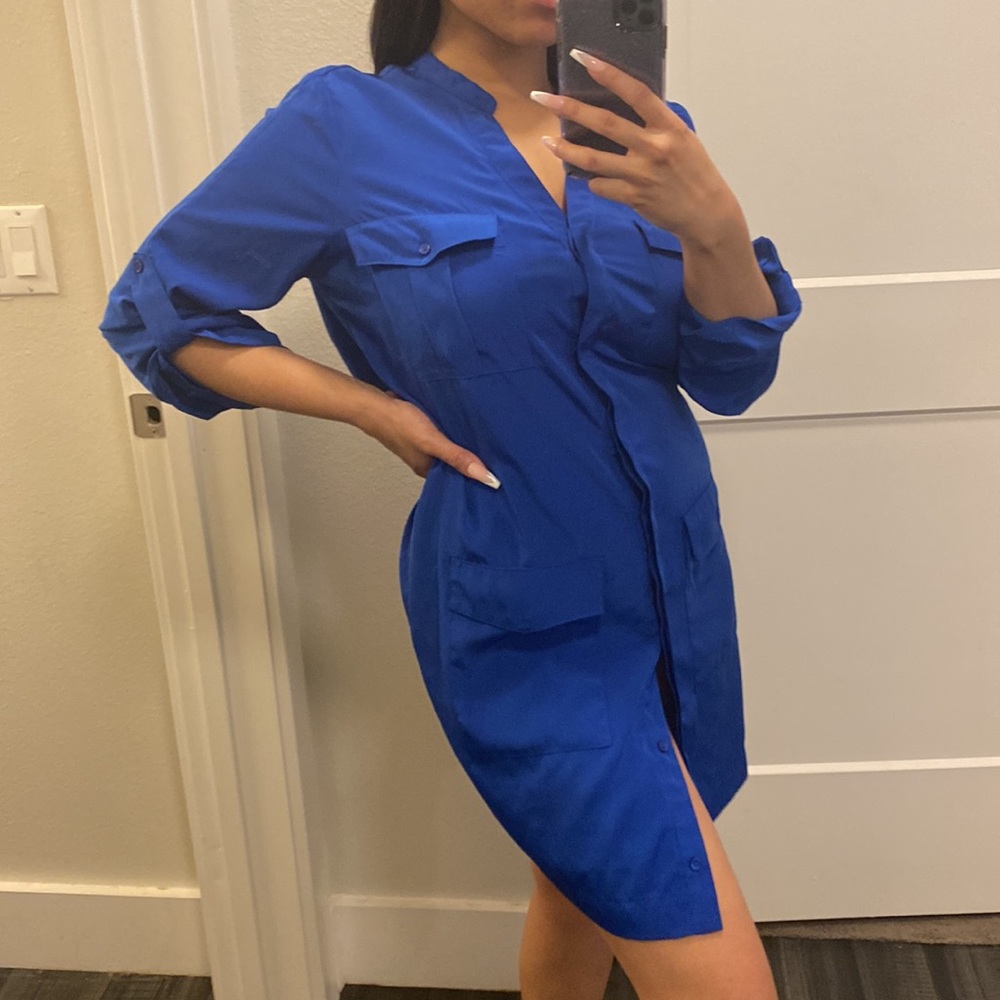 Express Blue Oversized T-Shirt Dress